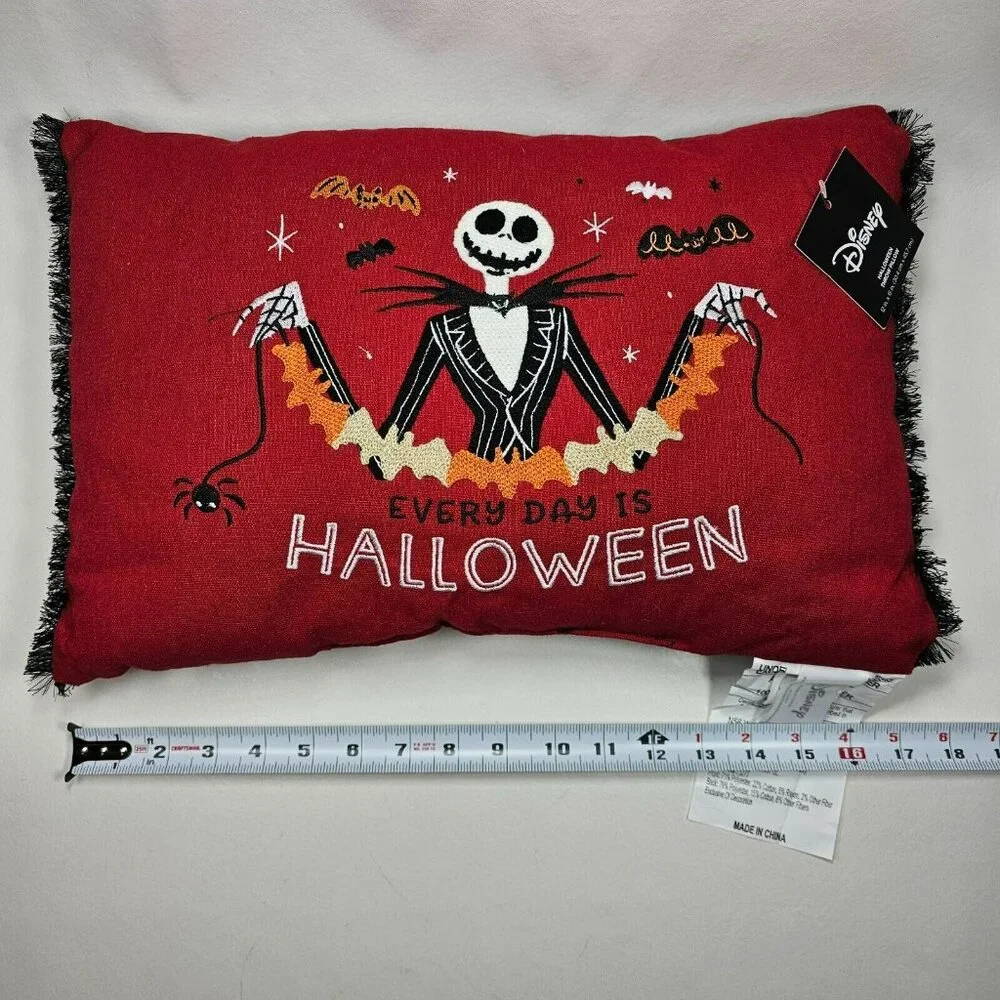 Nightmare Before Christmas Halloween Embroidered Throw Pillow 12x18